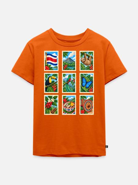 Costa Rica Briefmarken - Kinder Premium Bio T-Shirt - Orange 
