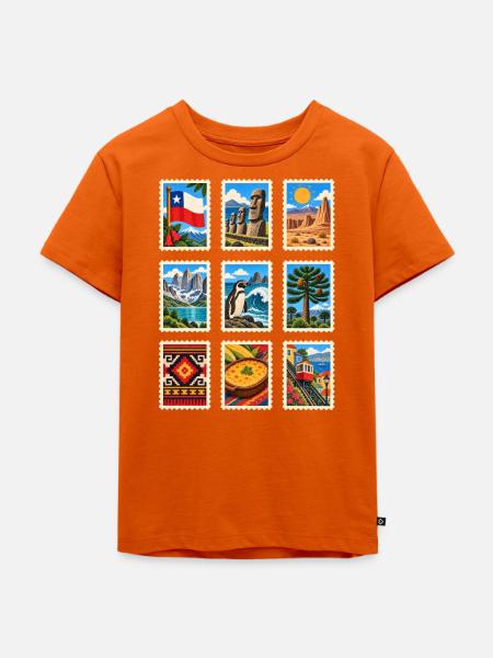 Chile Briefmarken - Kinder Premium Bio T-Shirt - Orange
