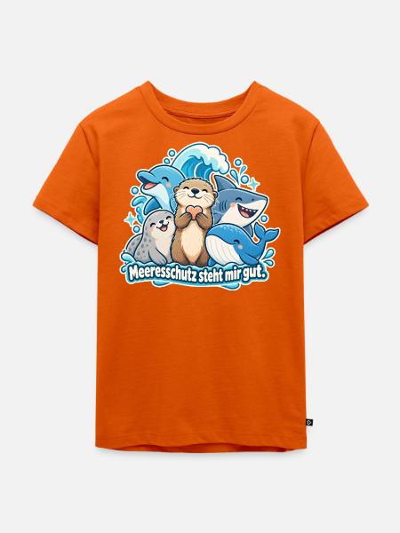 Meeresschutz Meerestiere Ozeanfreund - Kinder Premium Bio T-Shirt - Orange