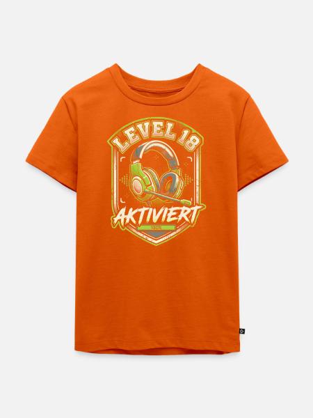 Level 18 Aktiviert Gamer Headset - Kinder Premium Bio T-Shirt - Orange