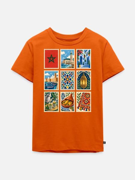Marokko Briefmarken - Kinder Premium Bio T-Shirt - Orange 