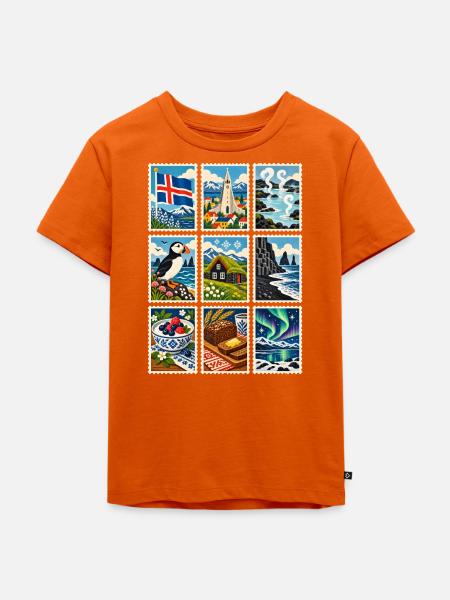 Island Briefmarken - Kinder Premium Bio T-Shirt - Orange