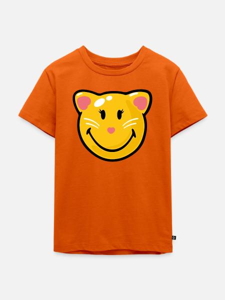 Smiley Cat - Kinder Premium Bio T-Shirt - Orange