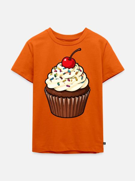 Kirsche und Streusel Cupcake - Kinder Premium Bio T-Shirt - Orange