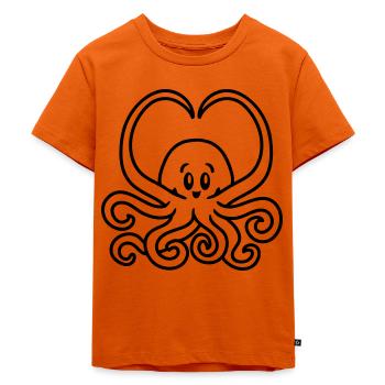 Squid heart - line - Kids Premium Organic T-Shirt - orange  - Front - Hailey (125cm)