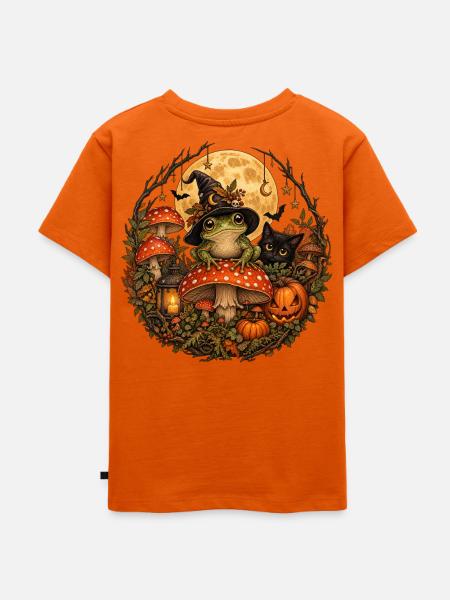 Magischer Hexenfrosch im Herbst - Kinder Premium Bio T-Shirt - Orange 
