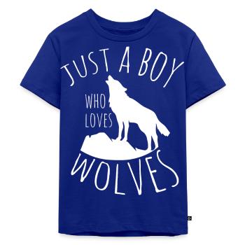 Nur ein Junge, der Wölfe liebt Wolf Pack Wolf Wölf - Kinder Premium Bio T-Shirt - Royalblau - Vorne - AI Model Kid Male (0cm)