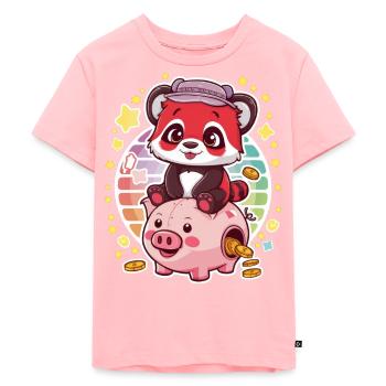 Panda Kawaii Rouge avec Tirelire - T-shirt Premium bio Enfant - rose - Devant - AI Model Kid Female (0cm)
