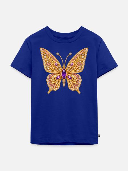 Goldener Edelstein-Schmetterling - Kinder Premium Bio T-Shirt - Royalblau