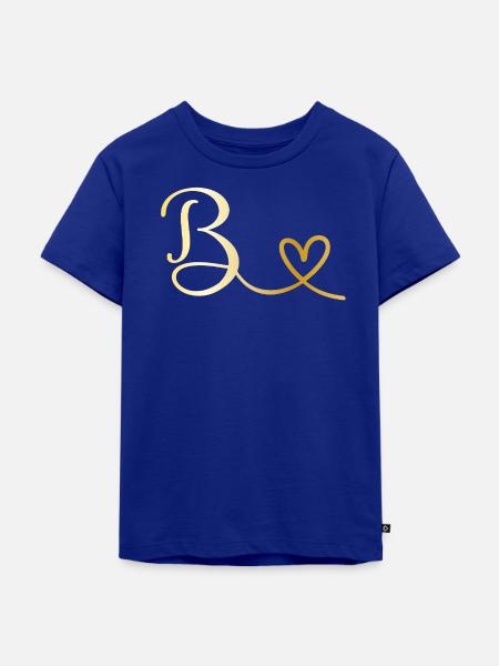 B goldenes Monogramm mit Herz - Kinder Premium Bio T-Shirt - Royalblau