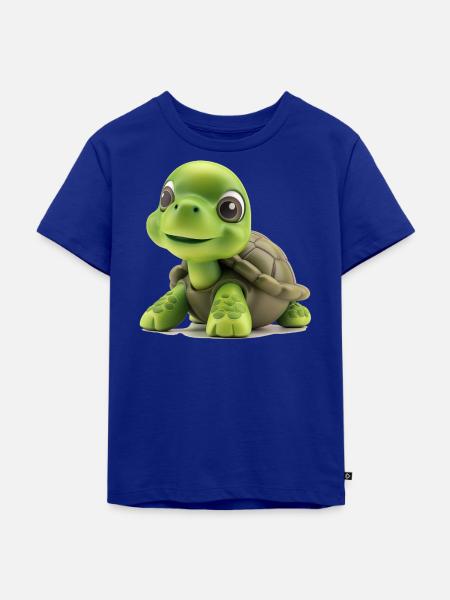 Fröhliche Grüne Schildkröte - Kinder Premium Bio T-Shirt - Royalblau