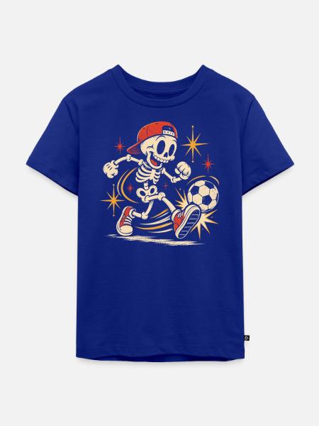 Retro-Skelett im Soccer-Action - Kinder Premium Bio T-Shirt - Royalblau