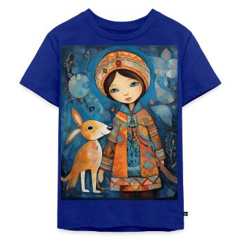 Enchanting fairy tale motif in Waldorf style - Kids Premium Organic T-Shirt - royal blue - Front - AI Model Kid Male (0cm)