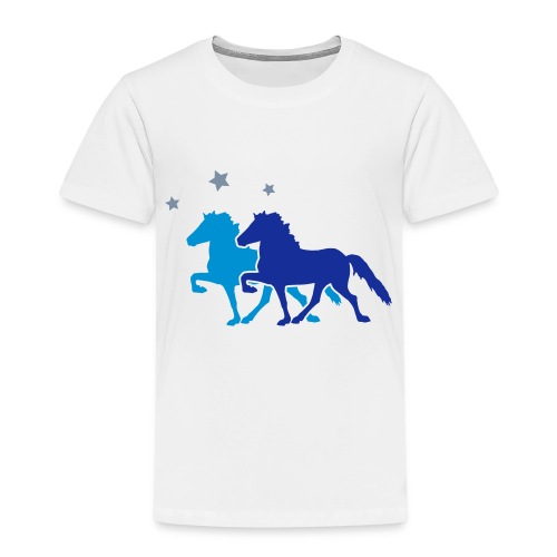Two Horses with silver-metallic Stars - Kids' Premium T-Shirt