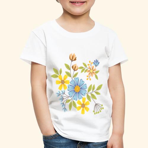 Azul crema y amarillo FLORES - Camiseta premium niño