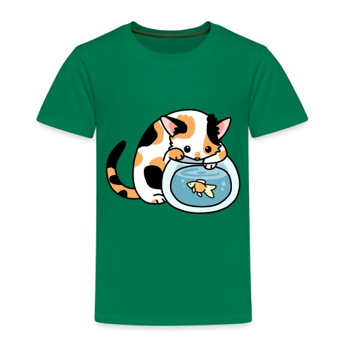 Katze mit Fisch im Glas - Kinder Premium T-Shirt