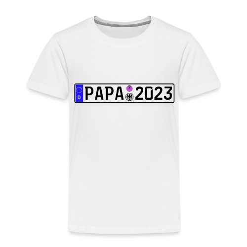 Papa 2023 Vater werden Nummernschild - Kinder Premium T-Shirt