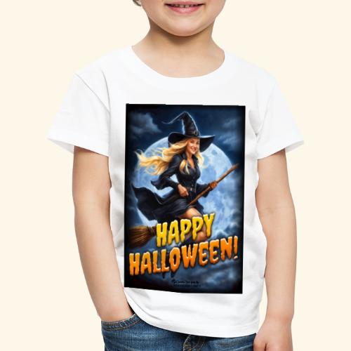 Happy Halloween Hexe auf Besen - Kinder Premium T-Shirt