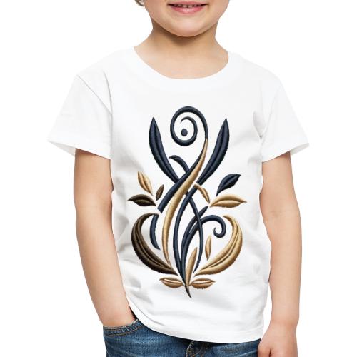 Luxurious Gold and Navy Embroidery Motif - Kids' Premium T-Shirt