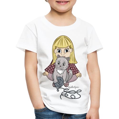 Mädchen mit Katze - Kinder Premium T-Shirt