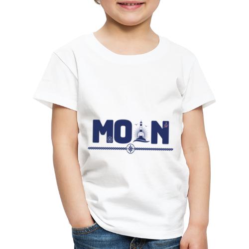 Moin Gruß mit Leuchtturm Anker Steuerrad - Kinder Premium T-Shirt
