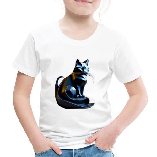 Chat noir profil origami, futuriste - T-shirt Premium Enfant
