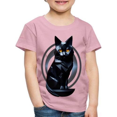 Chat noir de face origami - T-shirt Premium Enfant