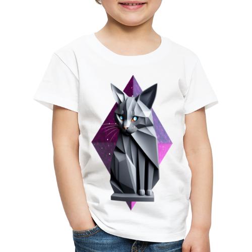 Chat gris façon origami de face - T-shirt Premium Enfant