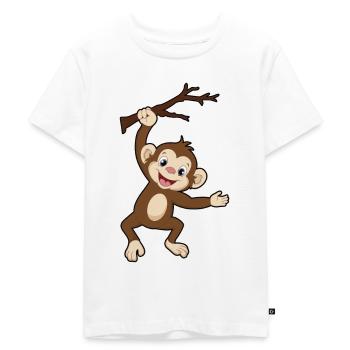 Affe Klettert Auf Einen Baum Ast - Kinder Premium Bio T-Shirt - Weiß - Vorne - Hailey (125cm)