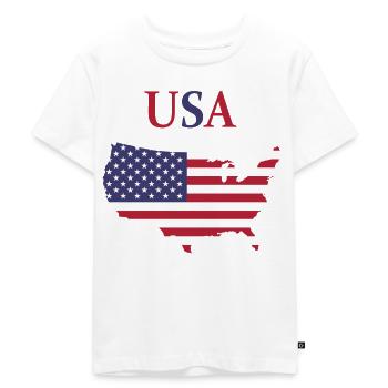 États-Unis Drapeau Continent United State of America - T-shirt Premium bio Enfant - blanc - Devant - Hailey (125cm)