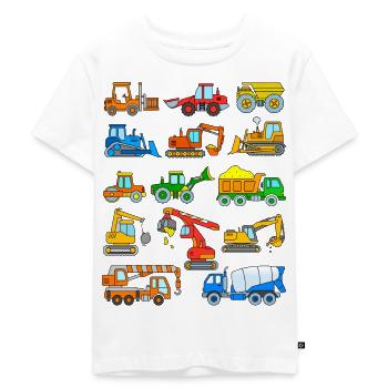Excavator vehicles construction site - Kids Premium Organic T-Shirt - white - Front - Hailey (125cm)