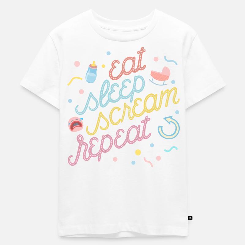 Eat, sleep, scream, repeat - Kinder Premium Bio T-Shirt - Weiß