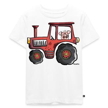 Schwein fährt Traktor - Kinder Premium Bio T-Shirt - Weiß - Vorne - Hailey (125cm)
