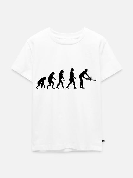 Baumfäller Motorsäge Kettensäge Evolution - Kinder Premium Bio T-Shirt - Weiß