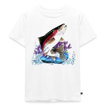 Chuchoteur de truite - T-shirt Premium bio Enfant - blanc - Devant - Hailey (125cm)