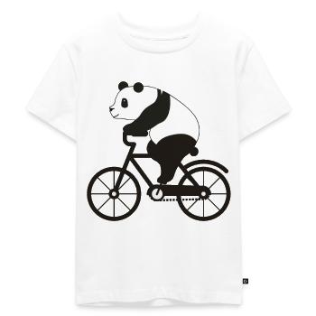 Fahrrad Panda - Kinder Premium Bio T-Shirt - Weiß - Vorne - Hailey (125cm)