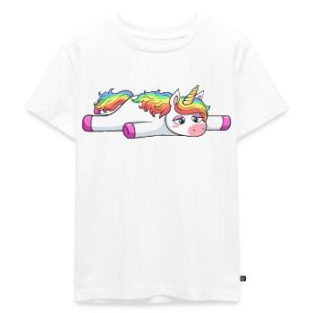 Müdes Einhorn KO Platt - Kinder Premium Bio T-Shirt - Weiß - Vorne - Hailey (125cm)