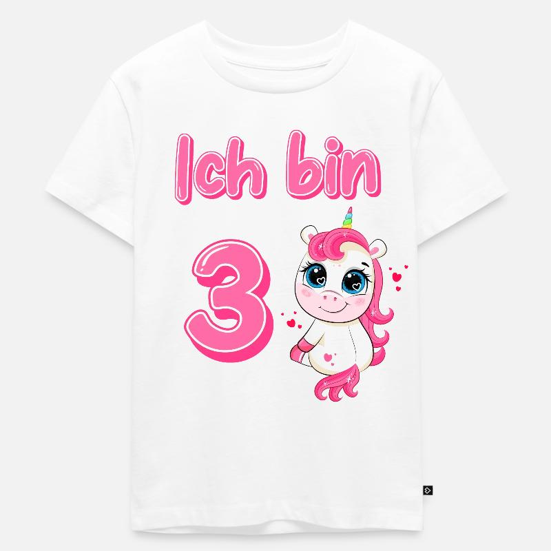 3. Geburtstag Einhorn mädchen - Kinder Premium Bio T-Shirt - Weiß