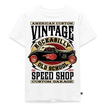 Rockabilly Autos Vintage Rock N Roll - Kinder Premium Bio T-Shirt - Weiß - Vorne - Hailey (125cm)