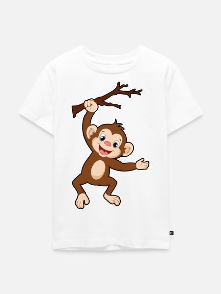 Affe auf Ast - Kinder Premium Bio T-Shirt - Weiß