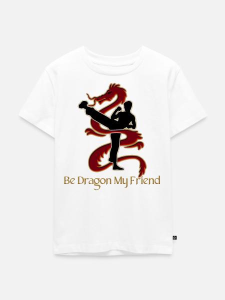 Sei Drache, mein Freund! (Weißer Schatten + Textversion) - Kinder Premium Bio T-Shirt - Weiß