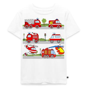 Feuerwehr Fahrzeuge Kinder Kleinkinder - Kinder Premium Bio T-Shirt - Weiß - Vorne - Hailey (125cm)