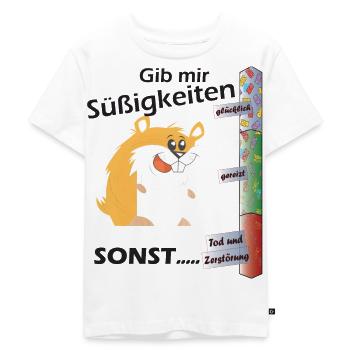 Gib mir Süßigkeiten, sonst... Witziger Hamster - Kinder Premium Bio T-Shirt - Weiß - Vorne - Hailey (125cm)