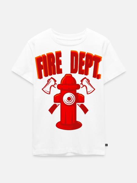 Fire Dept. Feuerwehrmann Hydrant - Kinder Premium Bio T-Shirt - Weiß