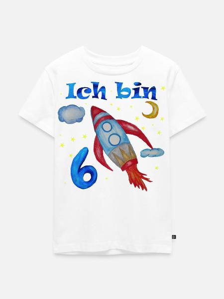 Rakete, Ich bin 6 Rakete - Kinder Premium Bio T-Shirt - Weiß