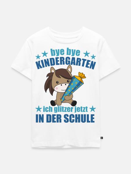 Pferd Schule Einschulung Kindergarten Pony - Kinder Premium Bio T-Shirt - Weiß