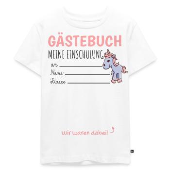 Gästebuch Einschulung 2021 Unterschreiben Mädchen - Kinder Premium Bio T-Shirt - Weiß - Vorne - Hailey (125cm)