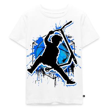 Scooter - Stuntscooter - Scooter - Scooter Blue - Premium økologisk T-shirt til børn - hvid - Foran - Hailey (125cm)