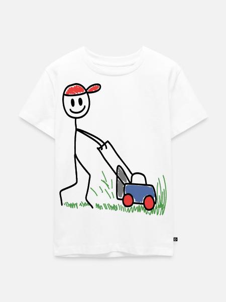 Rasenmäher Doodle - Gartenarbeit - Kinder Premium Bio T-Shirt - Weiß