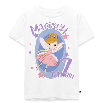 7 Jahre Mädchen 7. Geburtstag Fee Geburtstagsshirt - Kinder Premium Bio T-Shirt - Weiß - Vorne - Hailey (125cm)